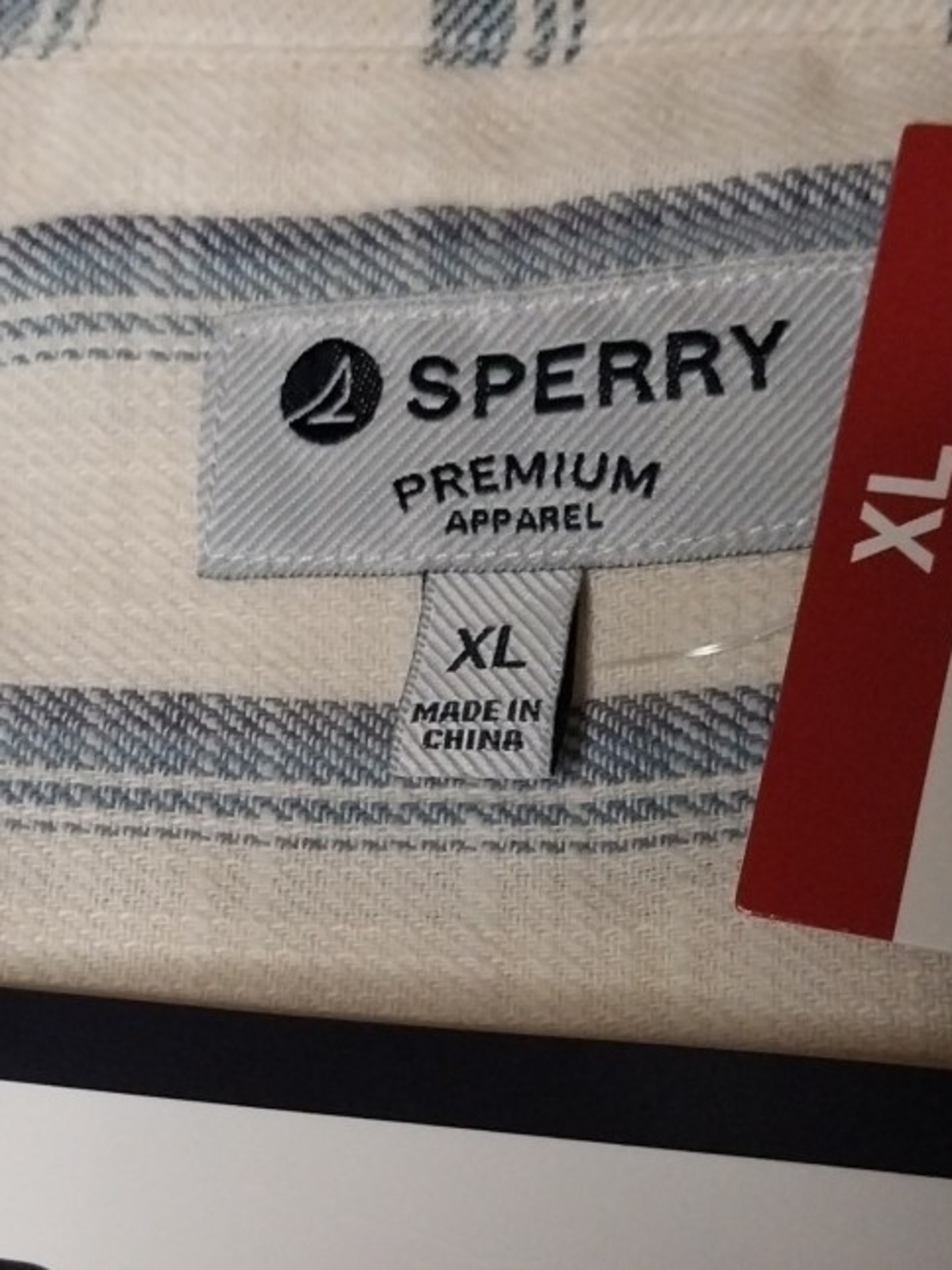 Sperry Cream and Blue Striped Camp-Collar Button Down Shirt Mens XL - Picture 4 of 8